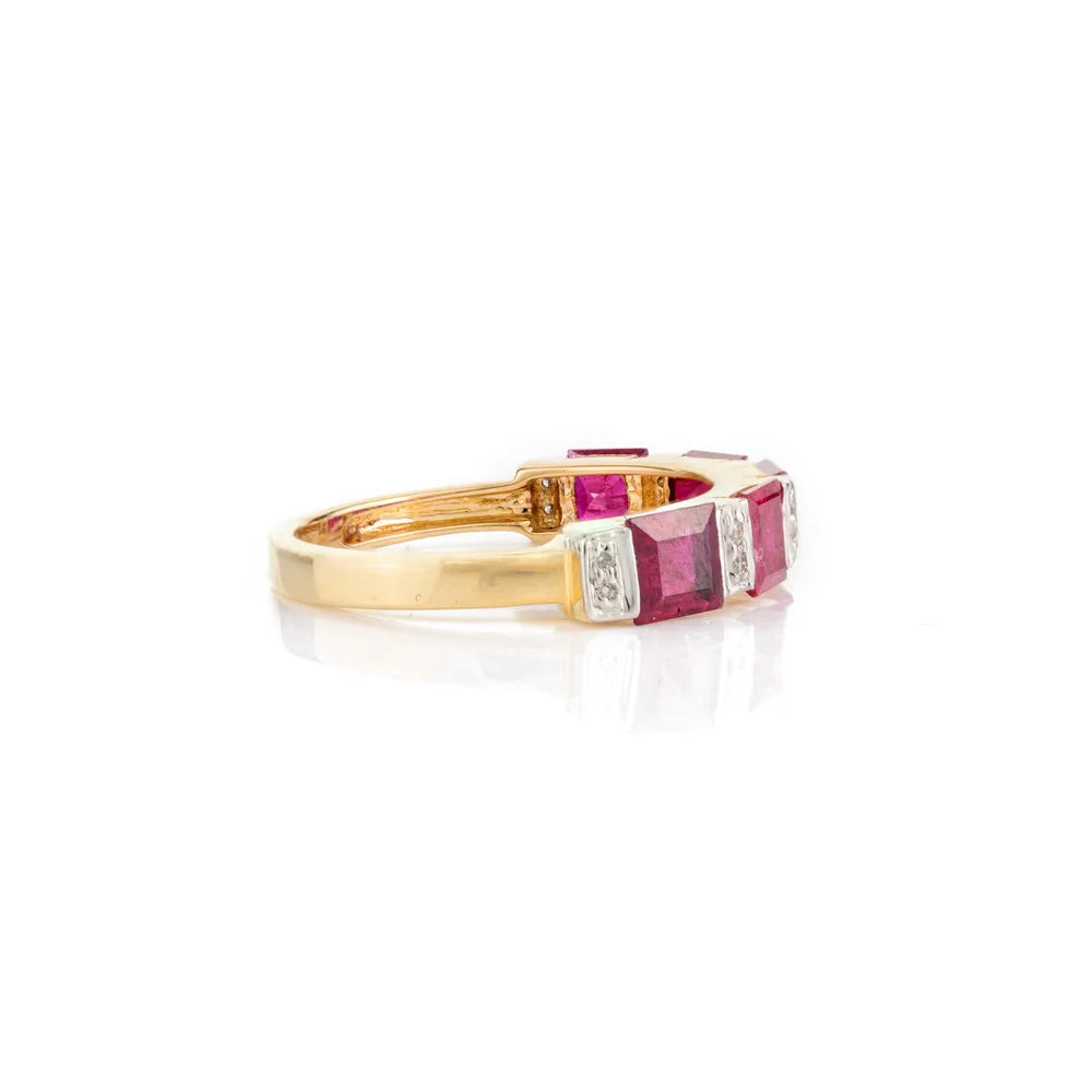 Best Selling Products Ruby & Diamond 18K Yellow Gold Handmade Ring