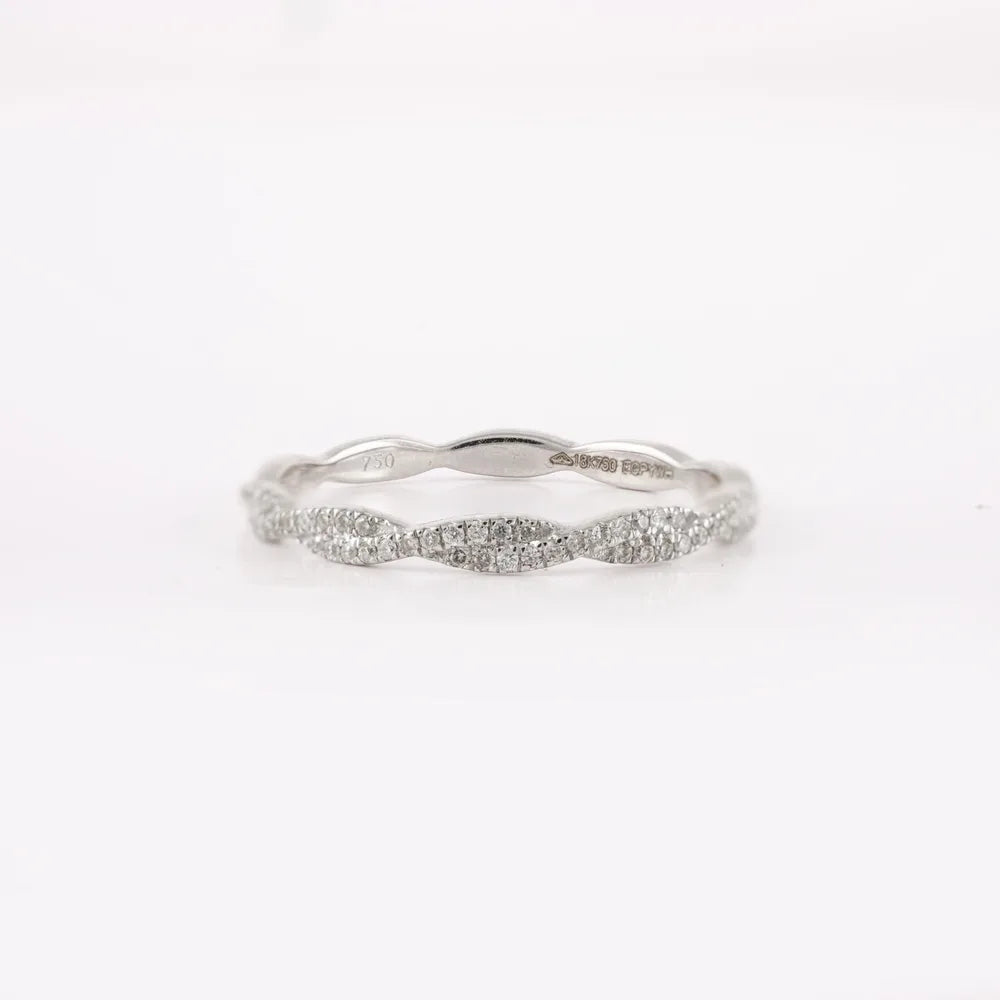 Minimal Jewelry Natural Diamond 18K Solid White Gold Full Eternity Band Ring