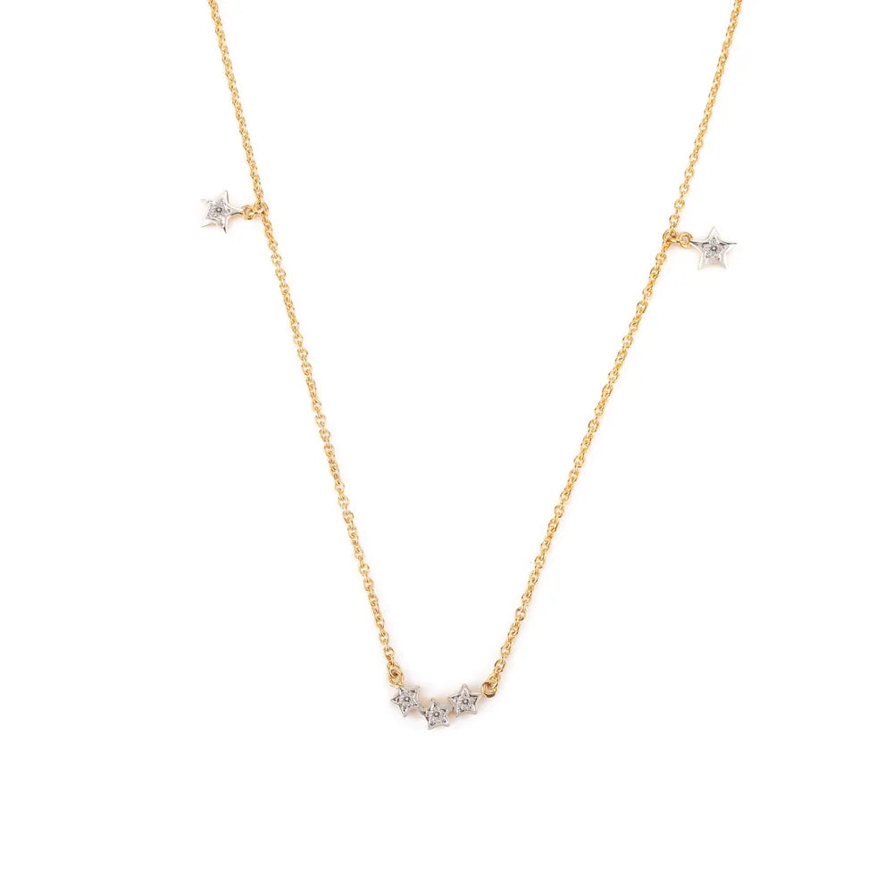 Unique Jewelry 14K Solid Yellow Gold Round Diamond Everyday Necklace