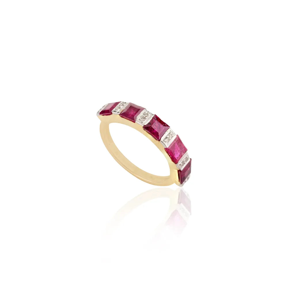 Best Selling Products Ruby & Diamond 18K Yellow Gold Handmade Ring