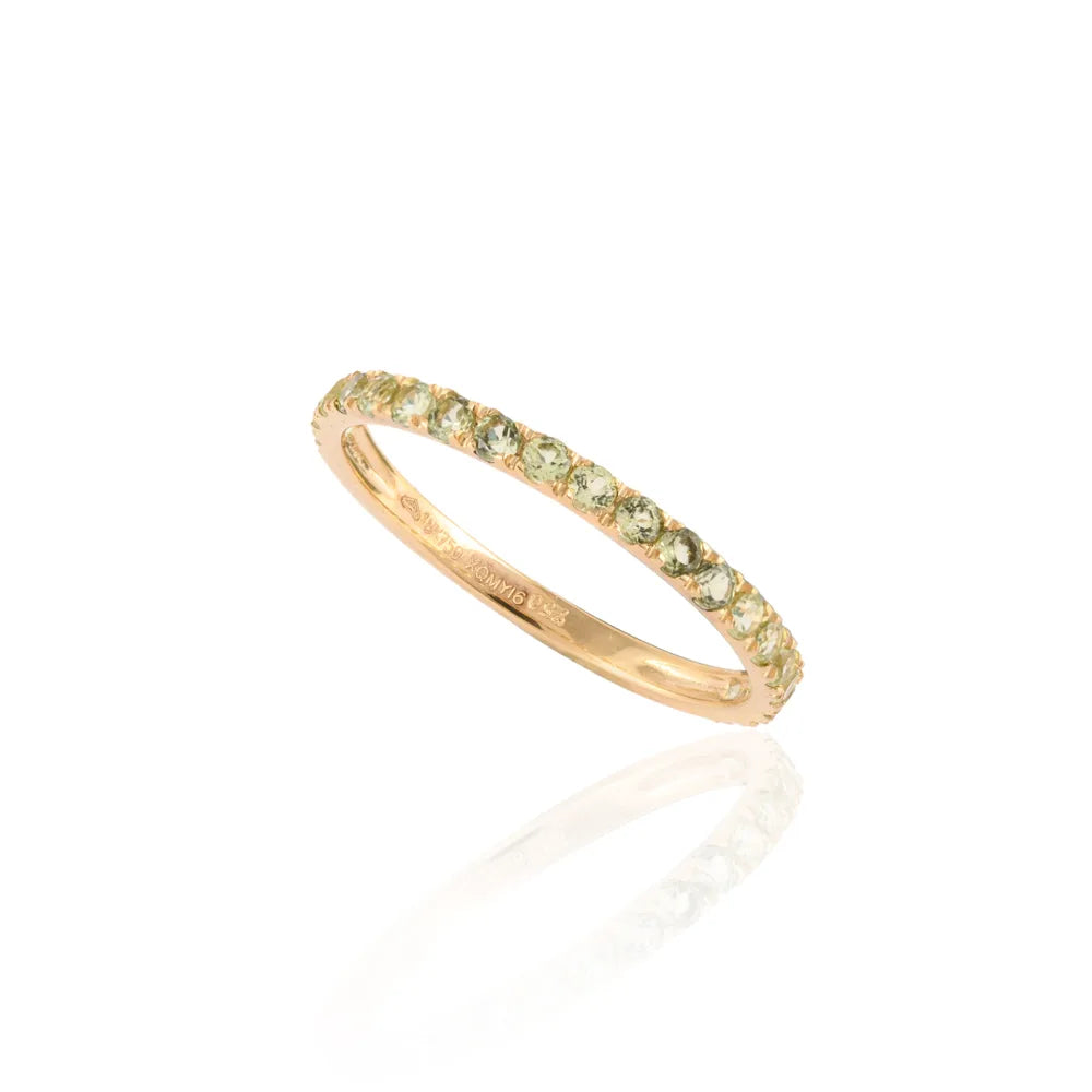 Minimalist Natural Peridot 14K Solid Yellow Gold Full Eternity Band Ring