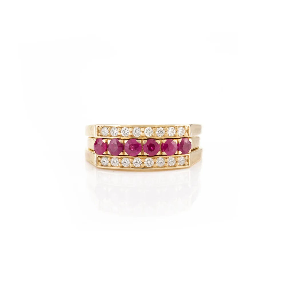 14K Yellow Gold Ruby & Diamond Engagement Ring