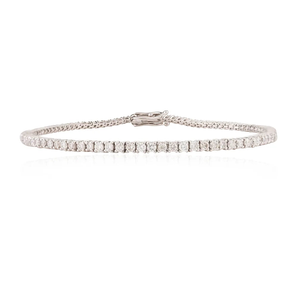 Handmade Jewelry 18K White Gold Diamond Tennis Bracelet