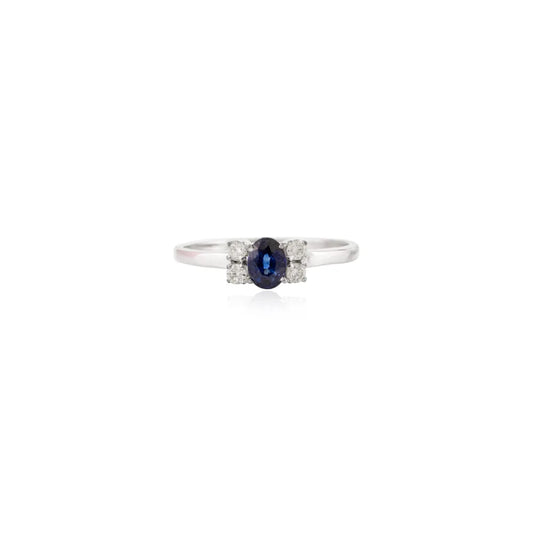 New Arrivals Sapphire & Diamond 14K White Gold Engagement Single Stone Ring