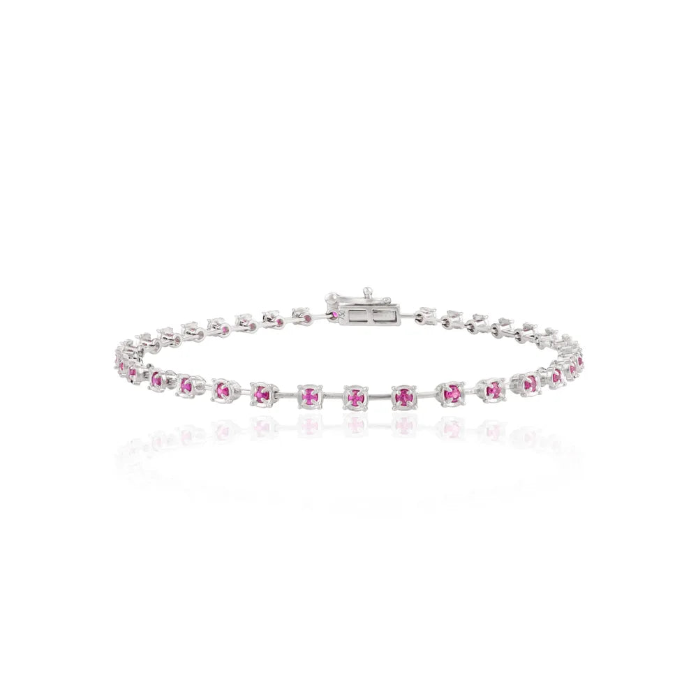 Fashion Jewelry 18K Solid White Gold Ruby Bracelet