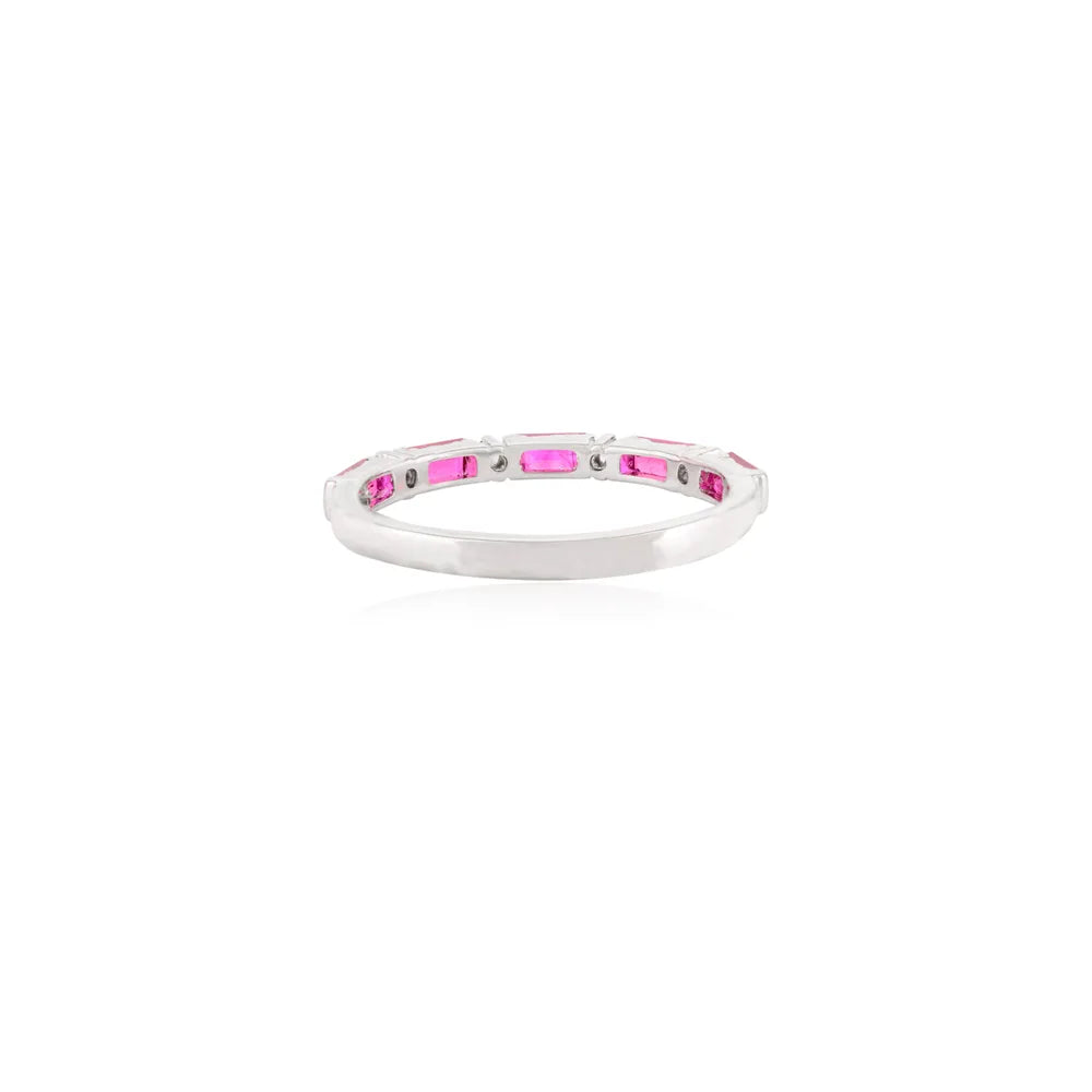 Best Quality Product Ruby & Diamond 14K Solid White Gold Handmade Ring