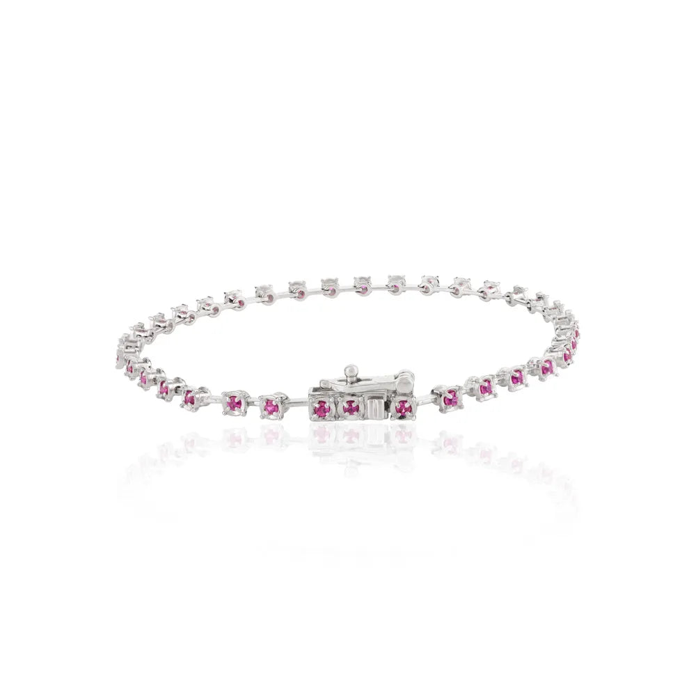 Fashion Jewelry 18K Solid White Gold Ruby Bracelet