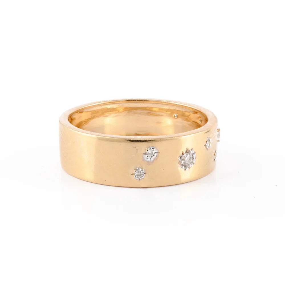 Best Selling Product 18K Solid Yellow Gold Natural Star Diamond Stackable Band Ring