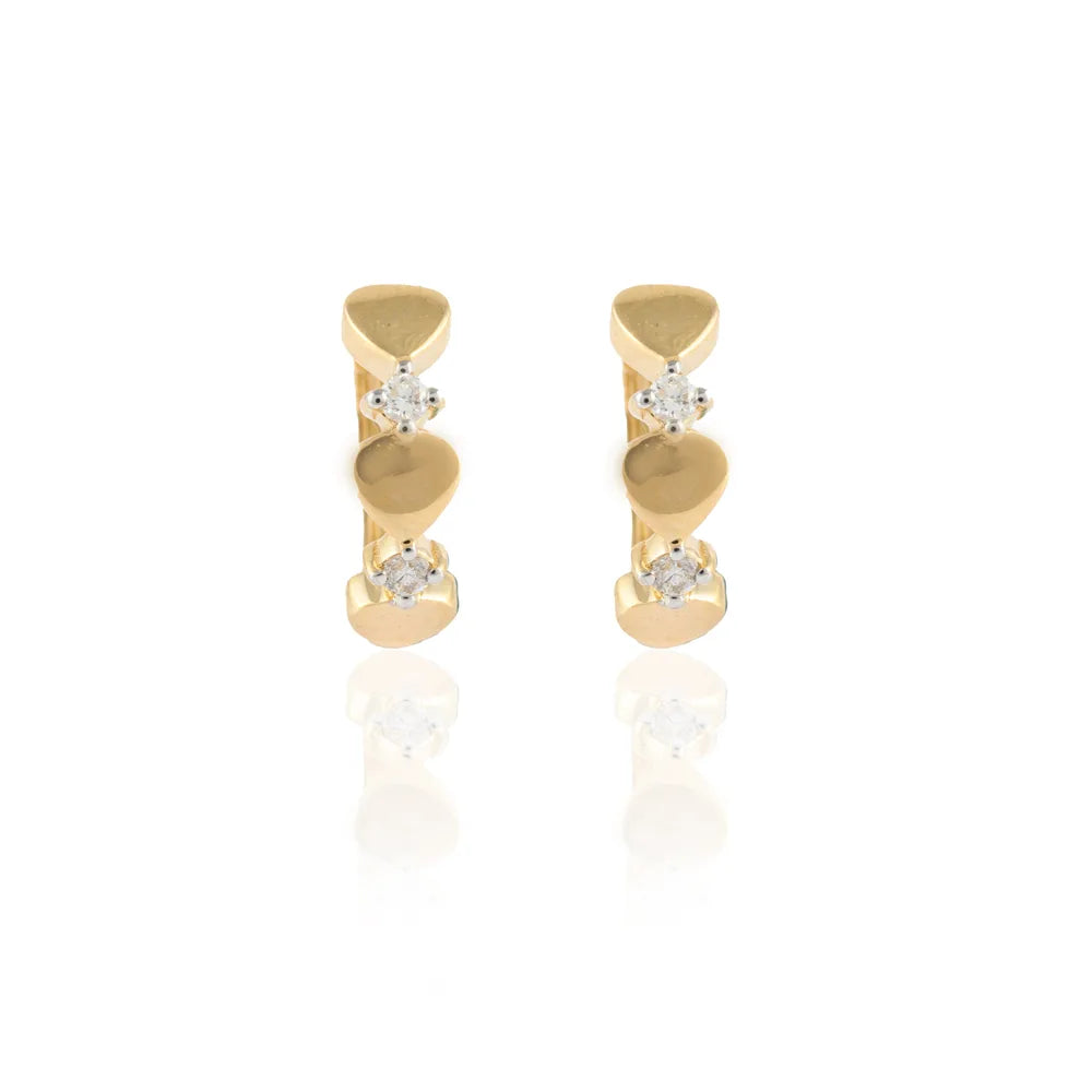 Best Selling Product Natural Diamond 14K Solid Yellow Gold Russian Lock Minimal Earring