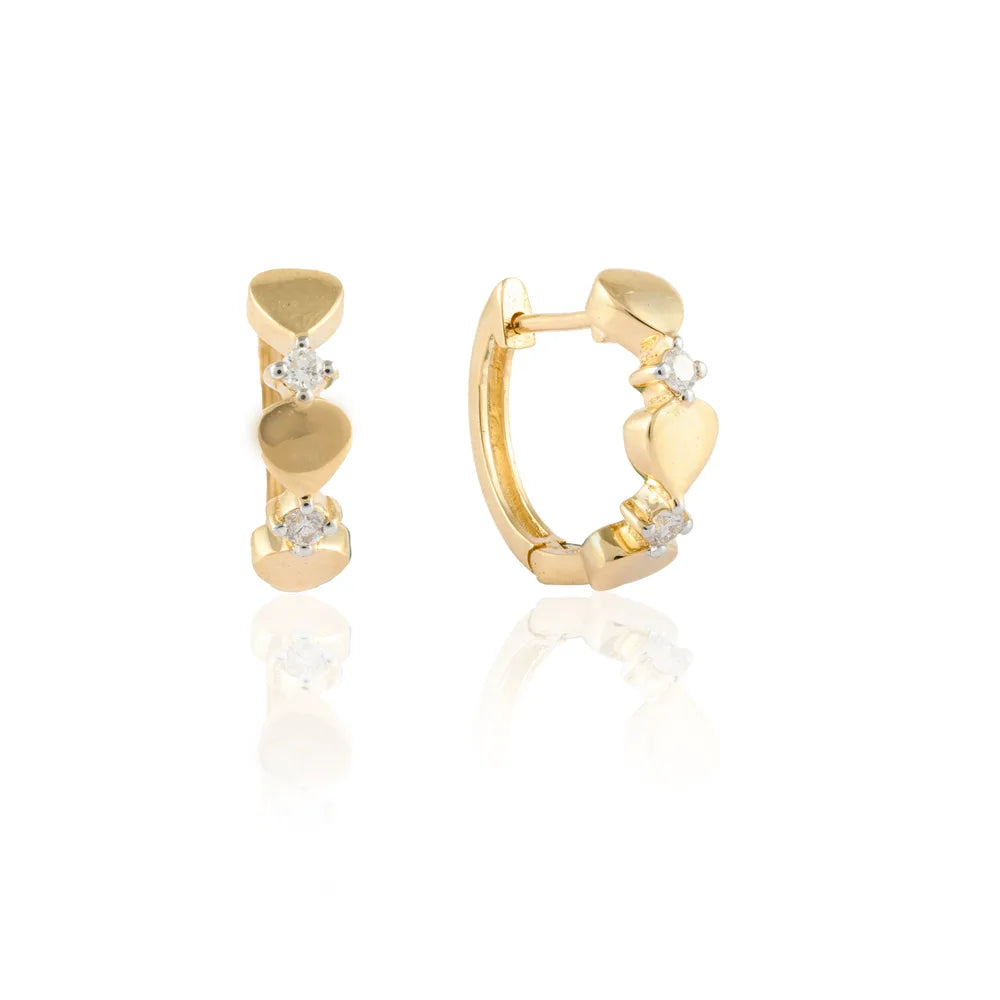 Best Selling Product Natural Diamond 14K Solid Yellow Gold Russian Lock Minimal Earring