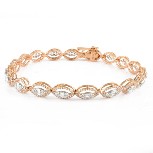 Best Selling Product Natural Diamond 18K Solid Rose Gold Women Bracelet