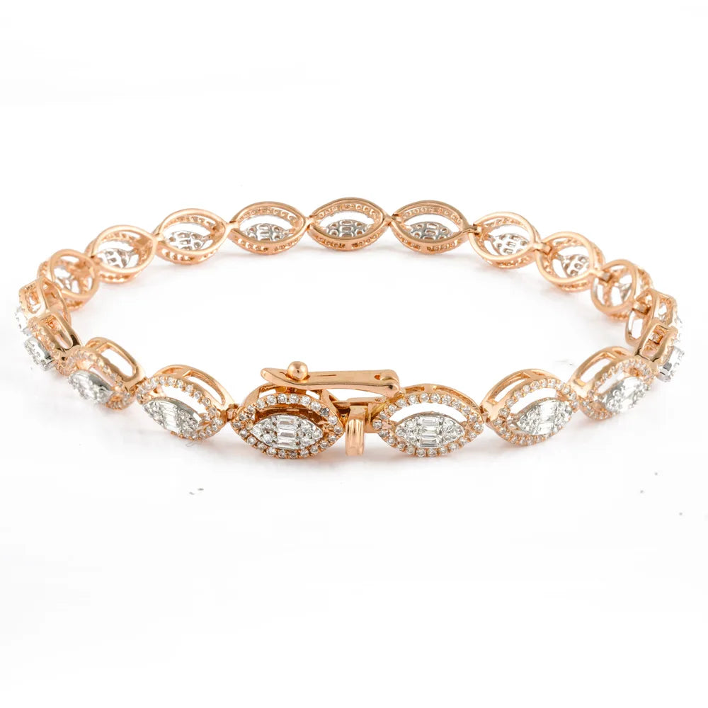Best Selling Product Natural Diamond 18K Solid Rose Gold Women Bracelet