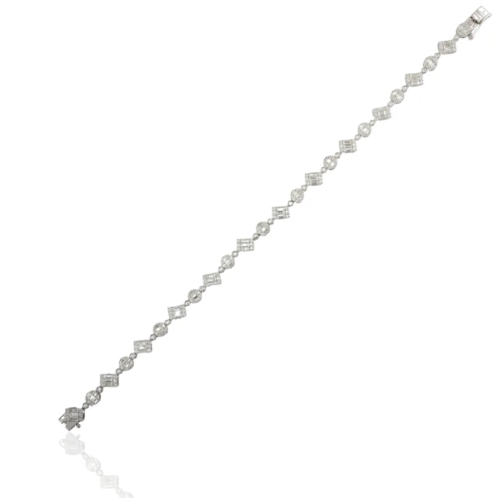 Unique & Classic Natural Diamond 18K Fine White Gold Tennis Bracelet