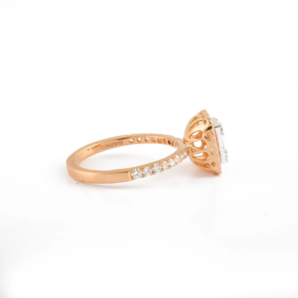 Fashionable Jewelry Natural Diamond 18K Solid Rose Gold Statement Ring