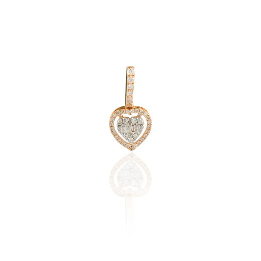 Minimal Jewelry 18K Solid Rose Gold Natural Heart Shape Diamond Dainty Pendant