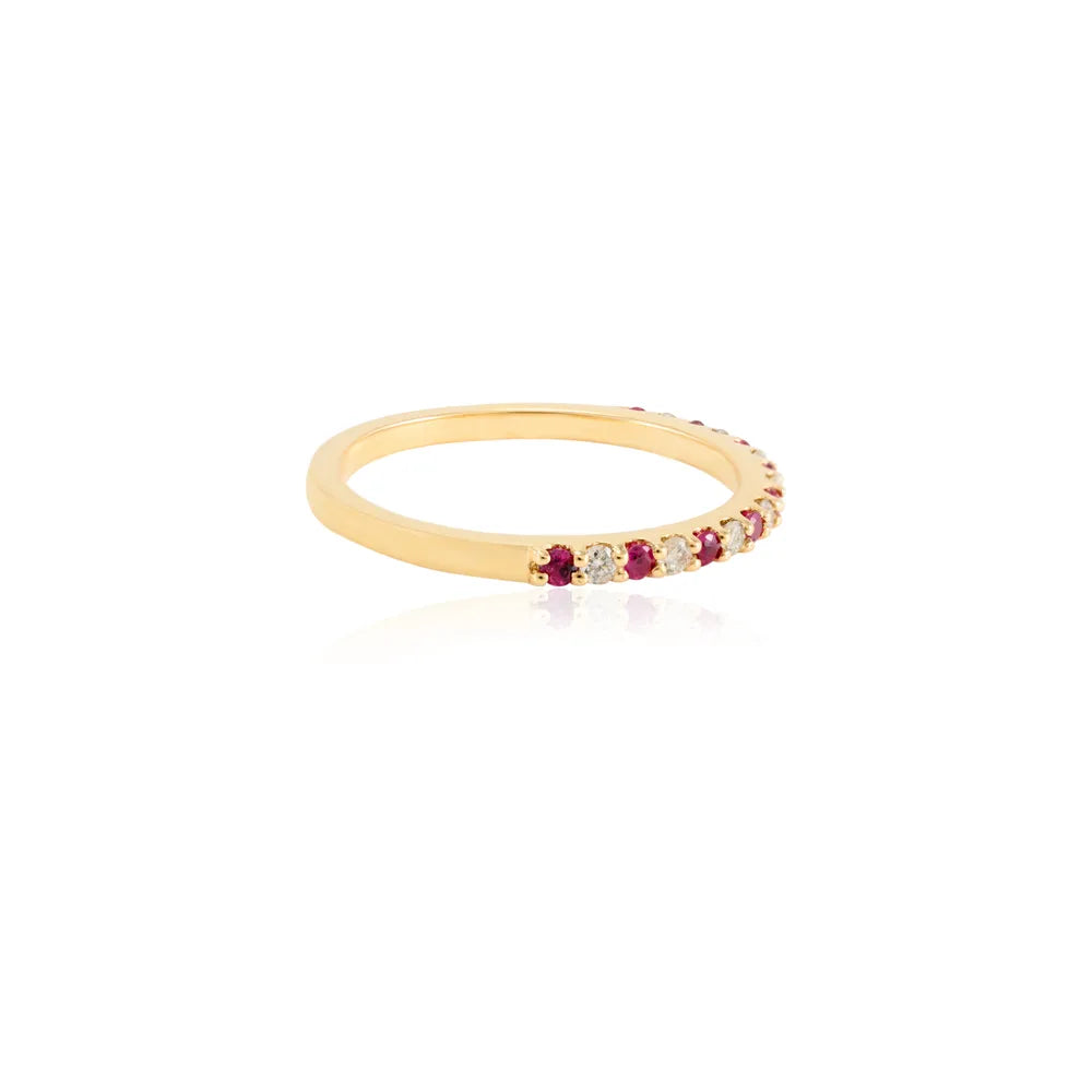 Bulk Jewelry Natural Ruby & Diamond 18K Fine Yellow Gold Full Eterinty Band Ring