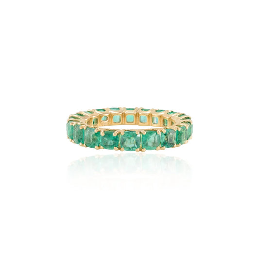 Bulk Jewelry Natural Emerald 18K Solid Yellow Gold Full Eternity Band Rings