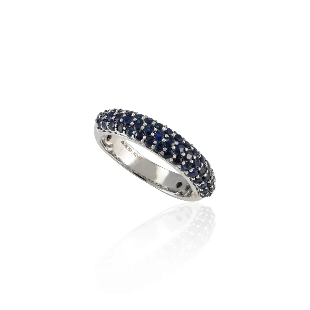 Luxury Jewelry Natural Blue Sapphire 18K Solid White Gold Half Eternity Band Ring