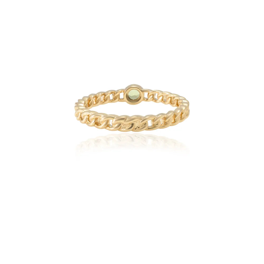 Minimal Jewelry Authentic Peridot 14K Fine Yellow Gold Stackable Band Rings