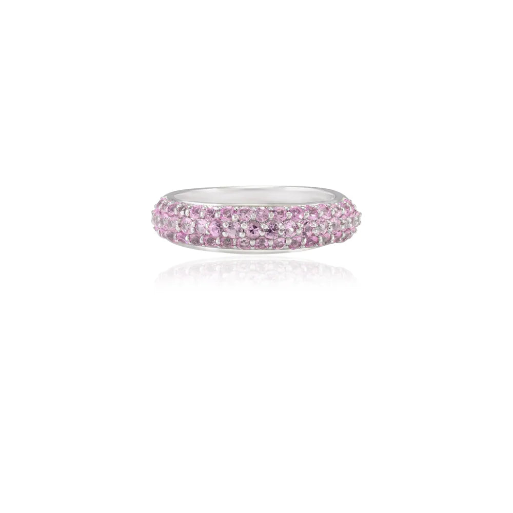 Bulk Jewelry Natural Pink Sapphire 18K Fine White Gold Half Eternity Band Ring