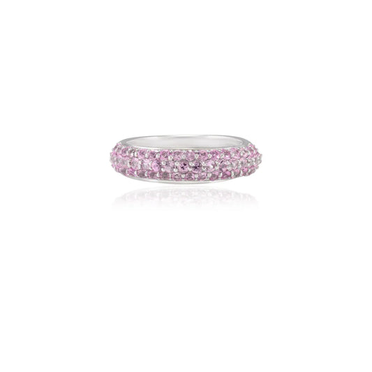 Bulk Jewelry Natural Pink Sapphire 18K Fine White Gold Half Eternity Band Ring