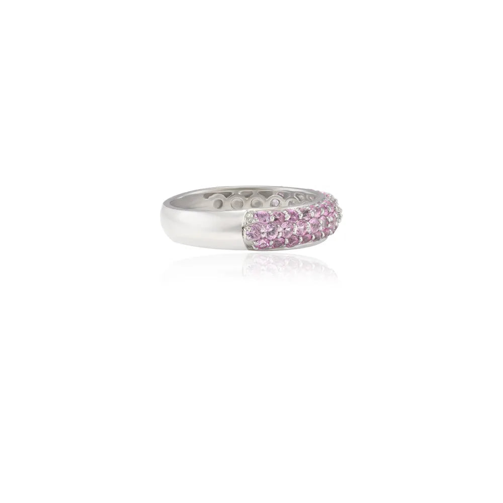 Bulk Jewelry Natural Pink Sapphire 18K Fine White Gold Half Eternity Band Ring