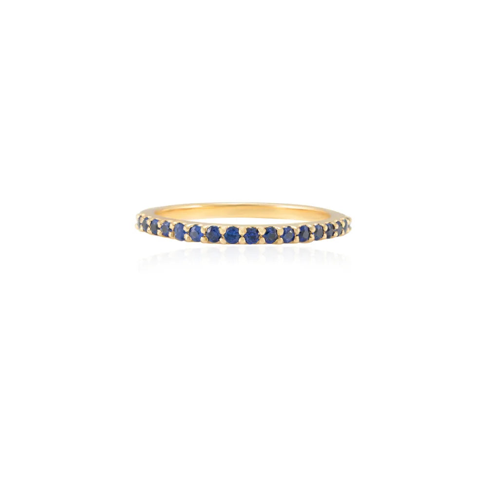 Fashionable Jewelry Natural Blue Sapphire 18K Solid Yellow Gold Half Eternity Band Ring