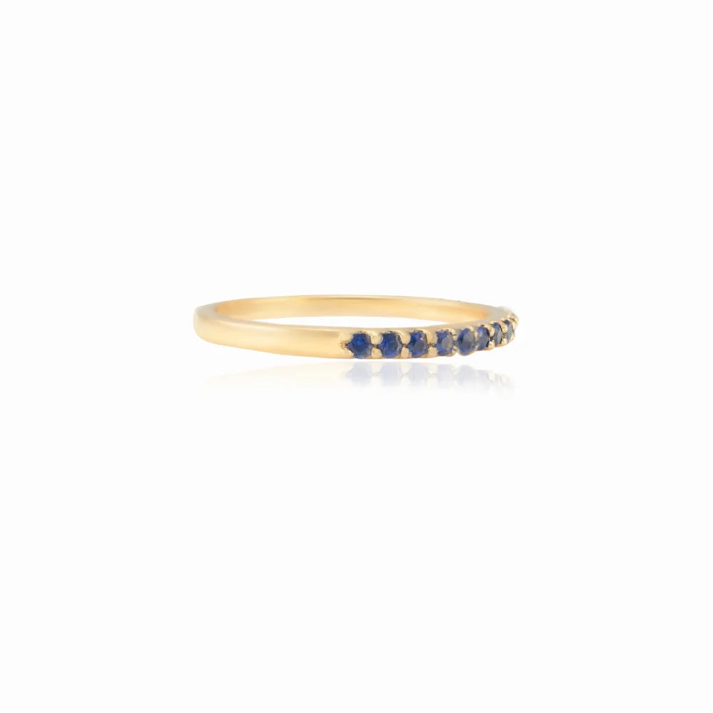 Fashionable Jewelry Natural Blue Sapphire 18K Solid Yellow Gold Half Eternity Band Ring