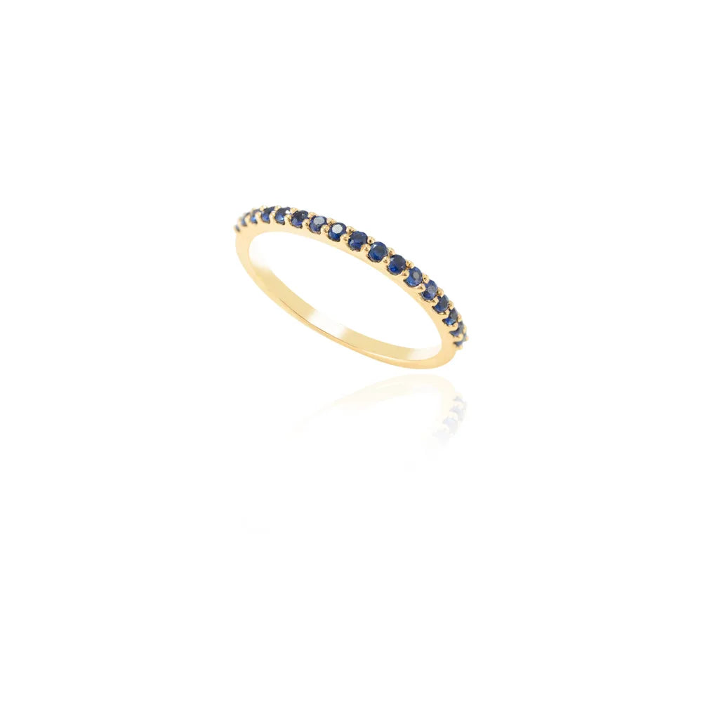 Fashionable Jewelry Natural Blue Sapphire 18K Solid Yellow Gold Half Eternity Band Ring