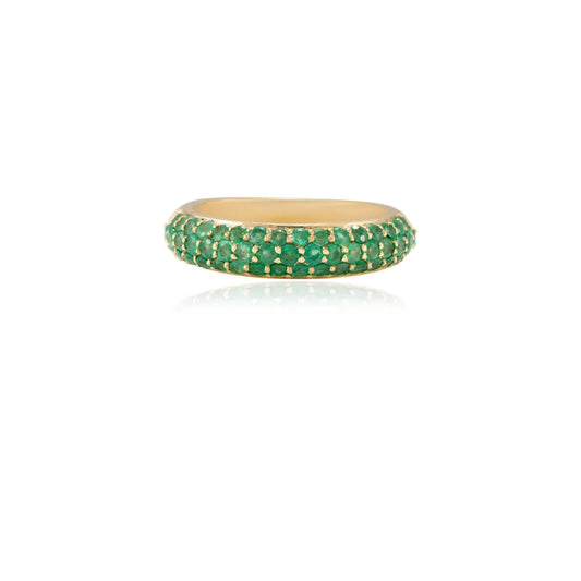 Best Selling Product Natural Emerald 18K Yellow Gold Full Stackable Band Ring