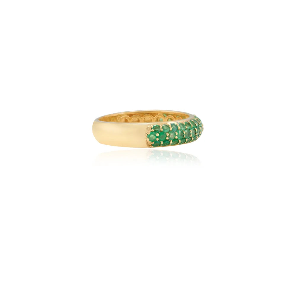 Best Selling Product Natural Emerald 18K Yellow Gold Full Stackable Band Ring