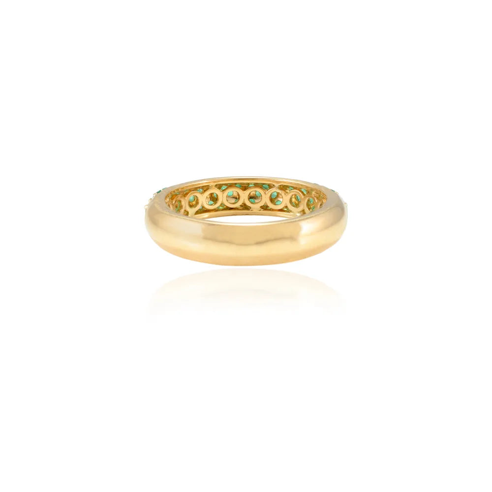 Best Selling Product Natural Emerald 18K Yellow Gold Full Stackable Band Ring