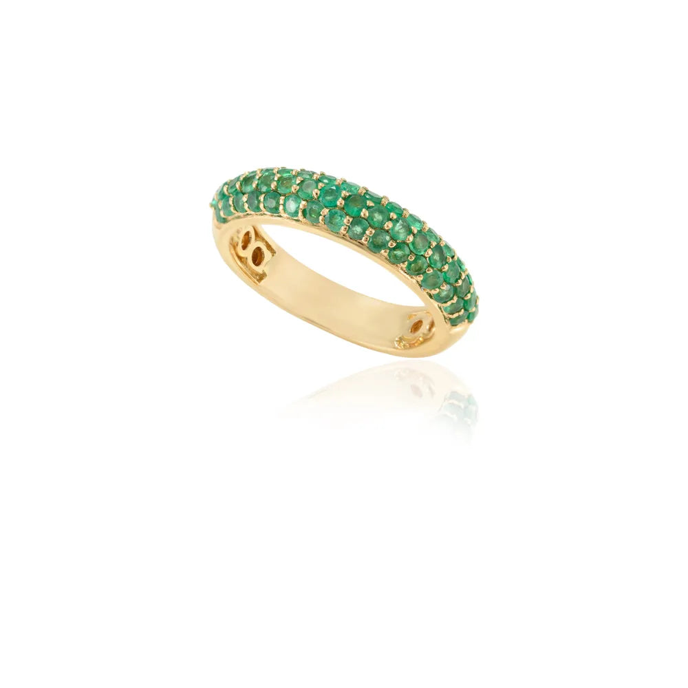 Best Selling Product Natural Emerald 18K Yellow Gold Full Stackable Band Ring