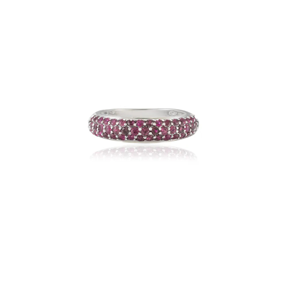 Best Selling Product Natural Ruby 18K Solid White Gold Stackable Band Ring