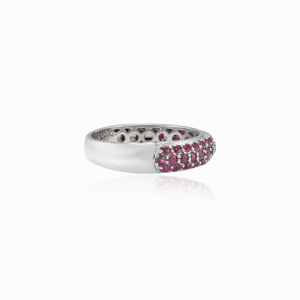 Best Selling Product Natural Ruby 18K Solid White Gold Stackable Band Ring