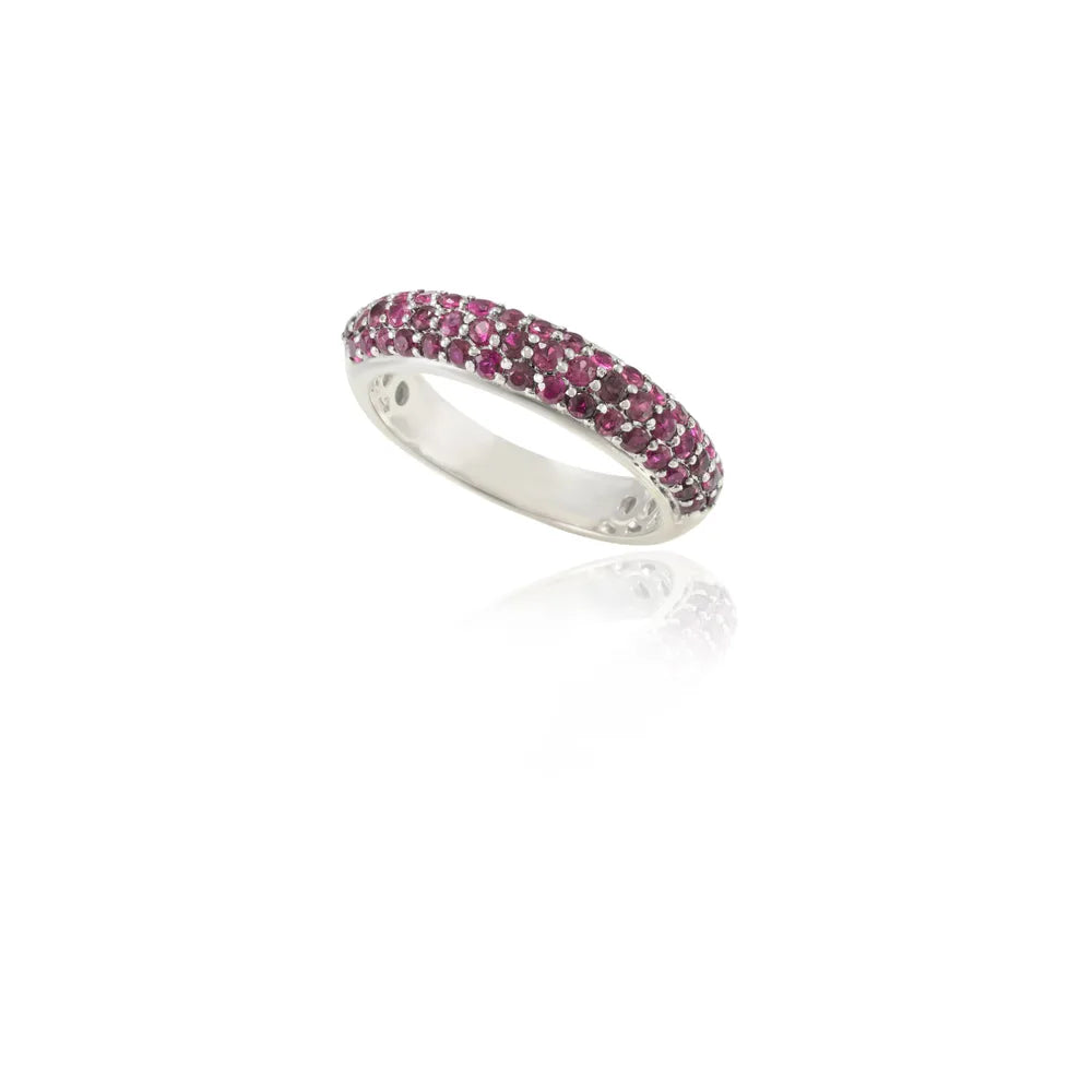 Best Selling Product Natural Ruby 18K Solid White Gold Stackable Band Ring