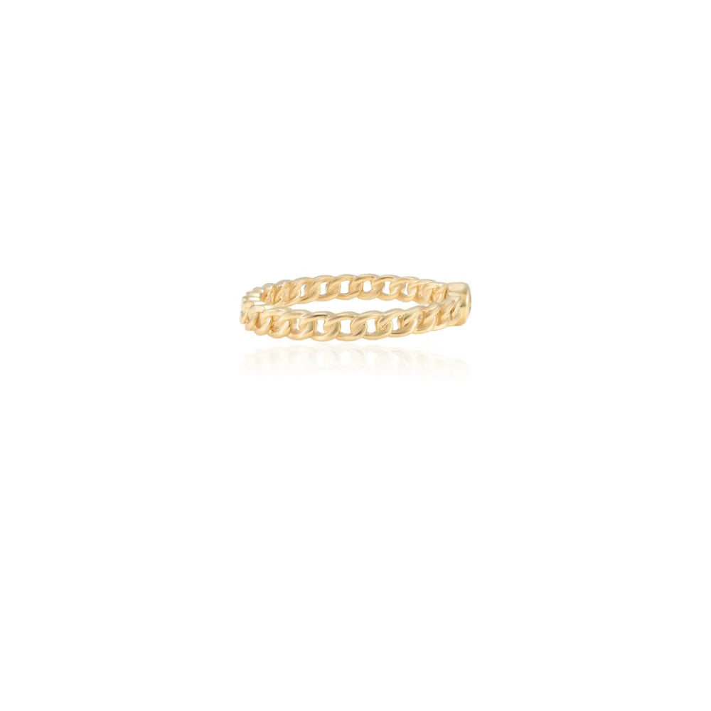 Minimal Jewelry Natural Citrine 14K Solid Yellow Gold Link Design Dainty Rings