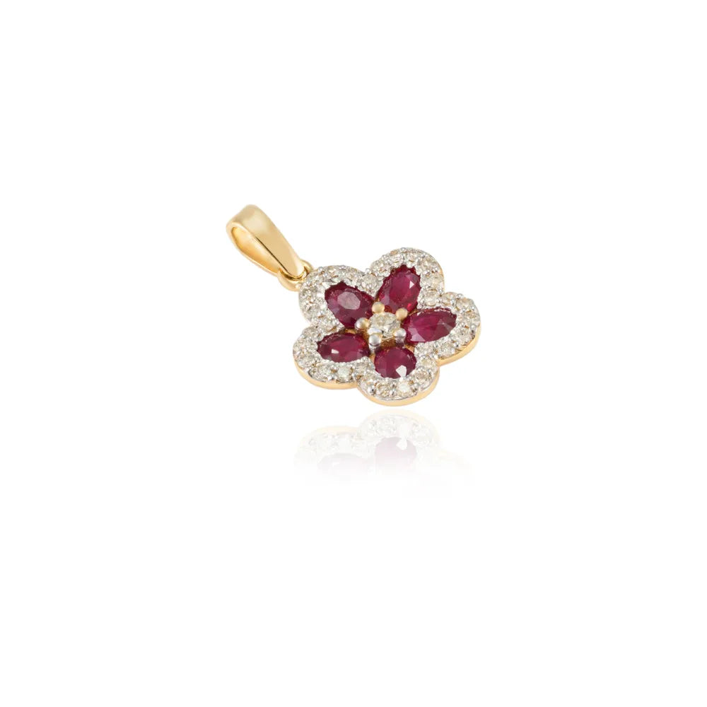 Classic Hot Selling Product Natural Ruby & Diamond 18K Fine Yellow Gold Pendant