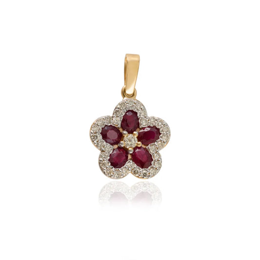 Classic Hot Selling Product Natural Ruby & Diamond 18K Fine Yellow Gold Pendant