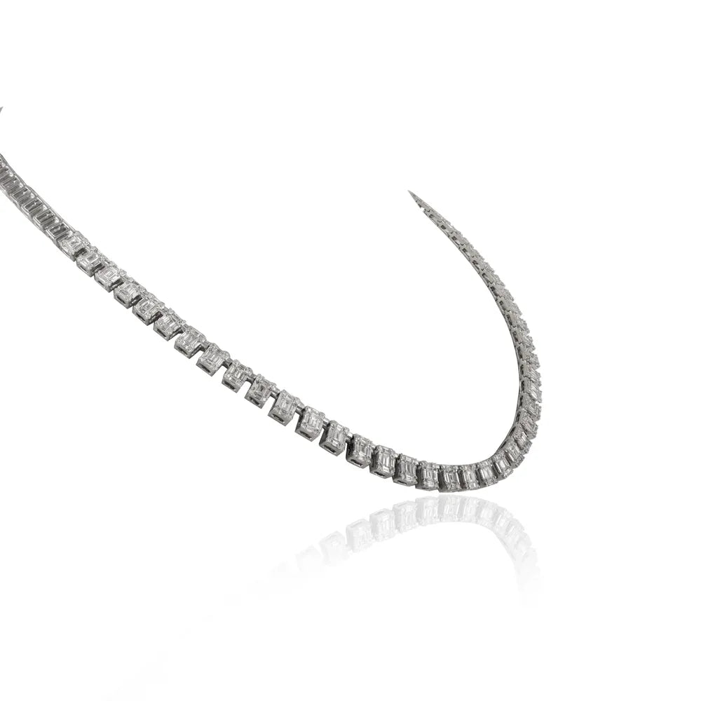 Luxury Jewelry Natural Diamond 18K Fine White Gold Tennis Necklace