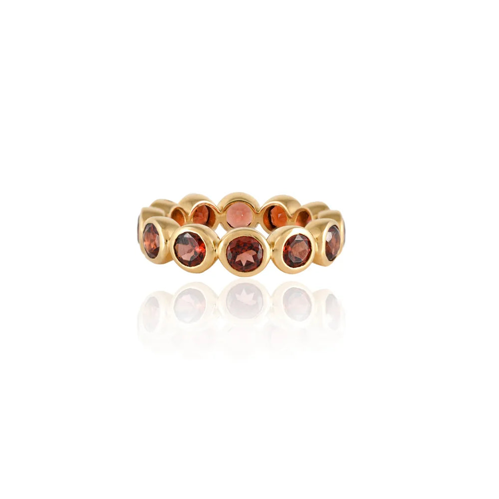 Trending Handmade Jewelry Natural Garnet 18K Solid Yellow Gold Full Eternity Band Ring