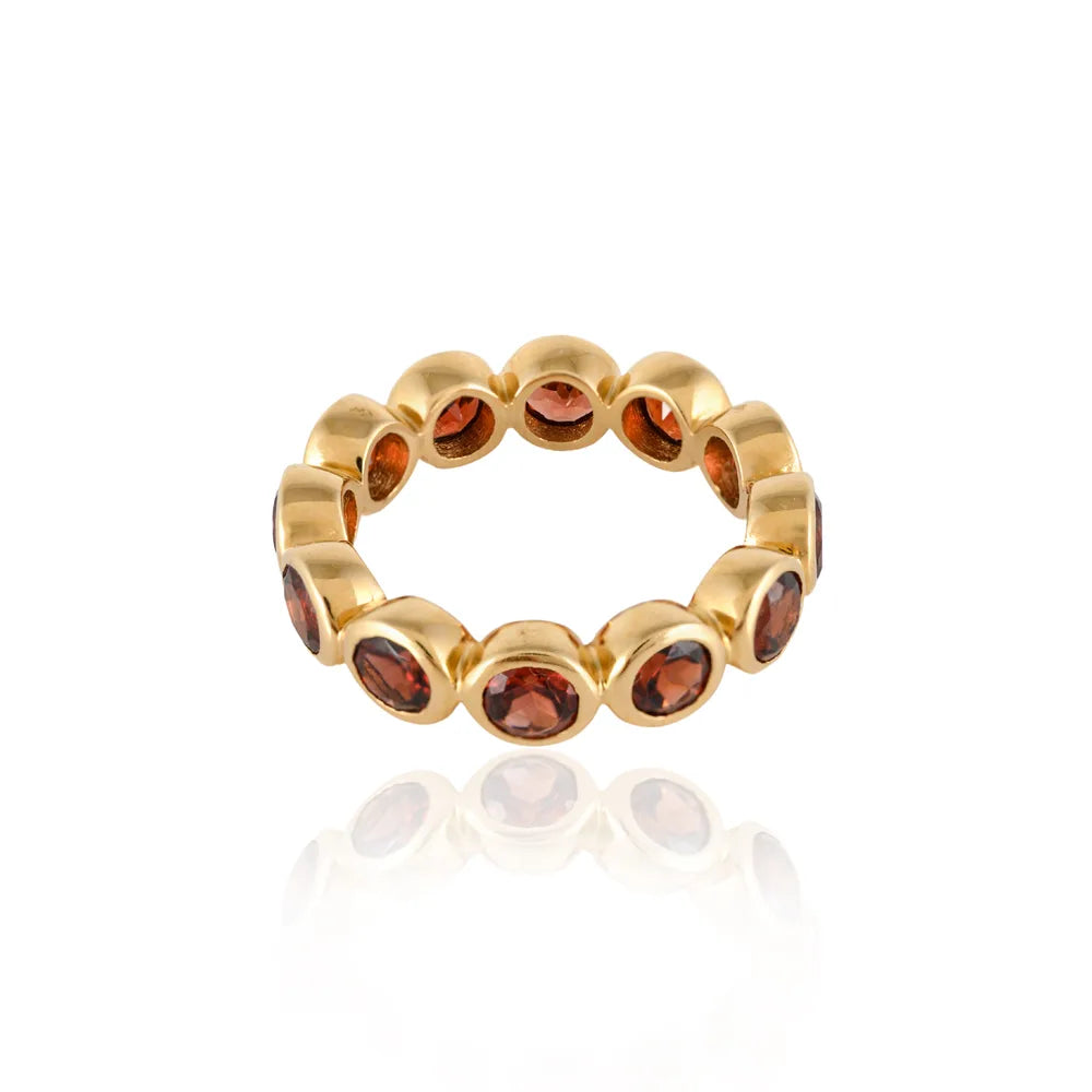 Trending Handmade Jewelry Natural Garnet 18K Solid Yellow Gold Full Eternity Band Ring