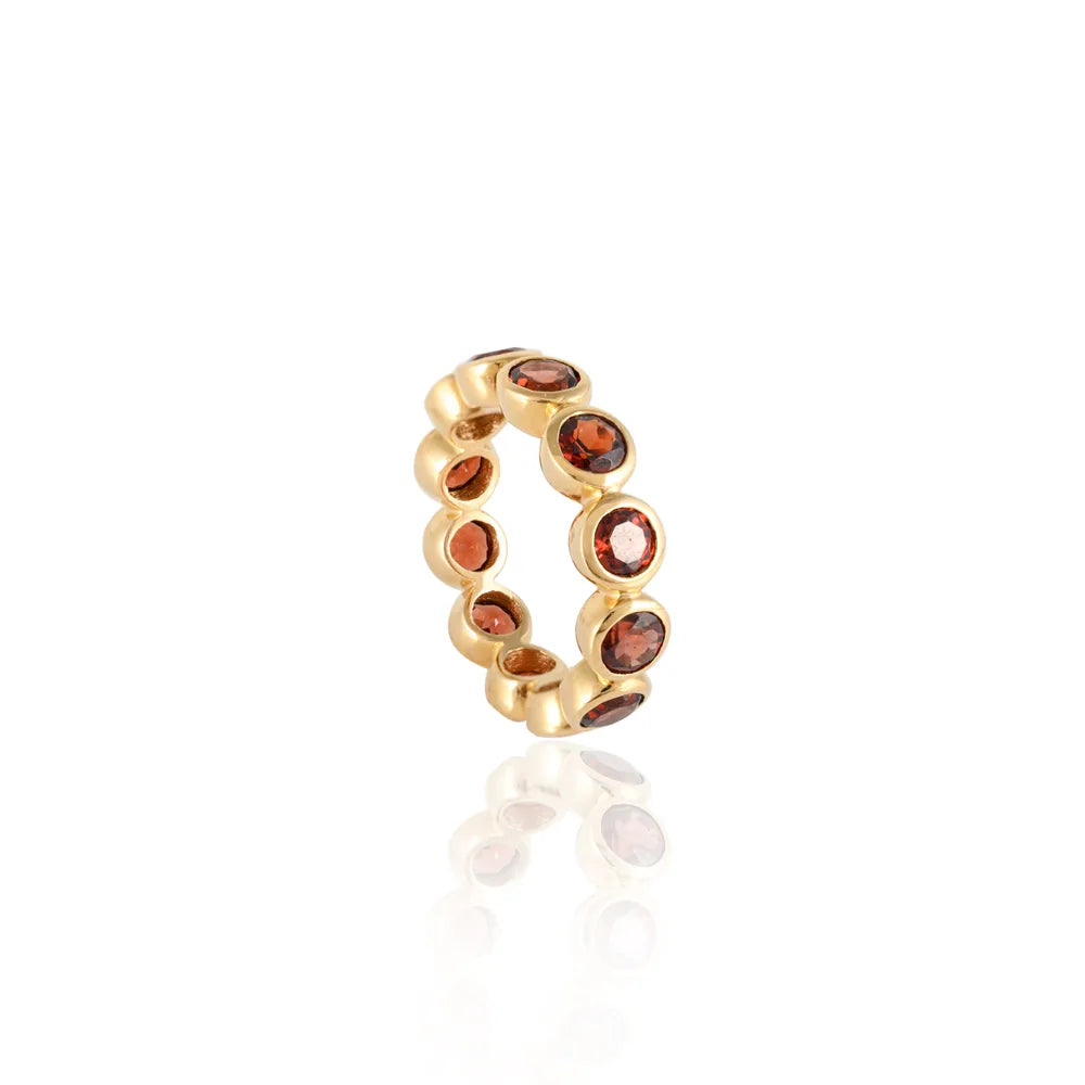 Trending Handmade Jewelry Natural Garnet 18K Solid Yellow Gold Full Eternity Band Ring