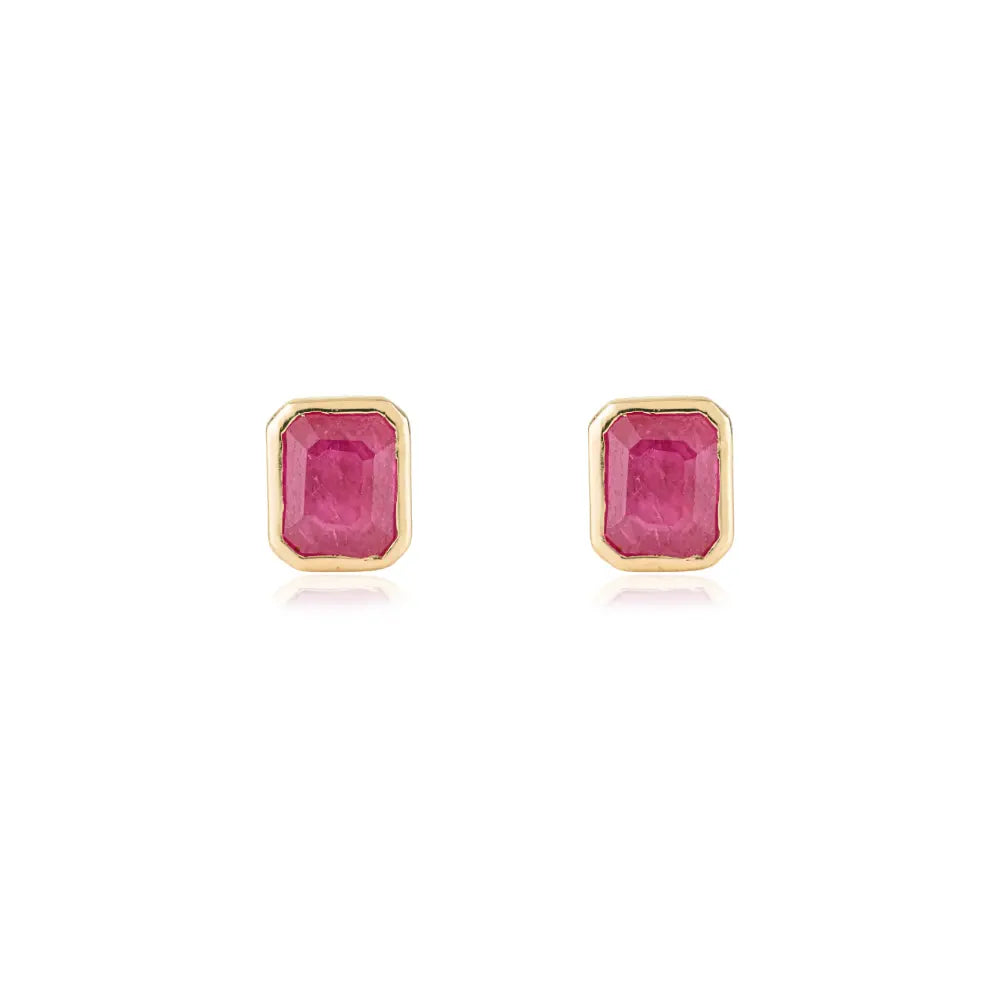 Latest New Arrivals K14 Yellow Gold Ruby Single Stone Stud Earrings Gift For Her Jewelry
