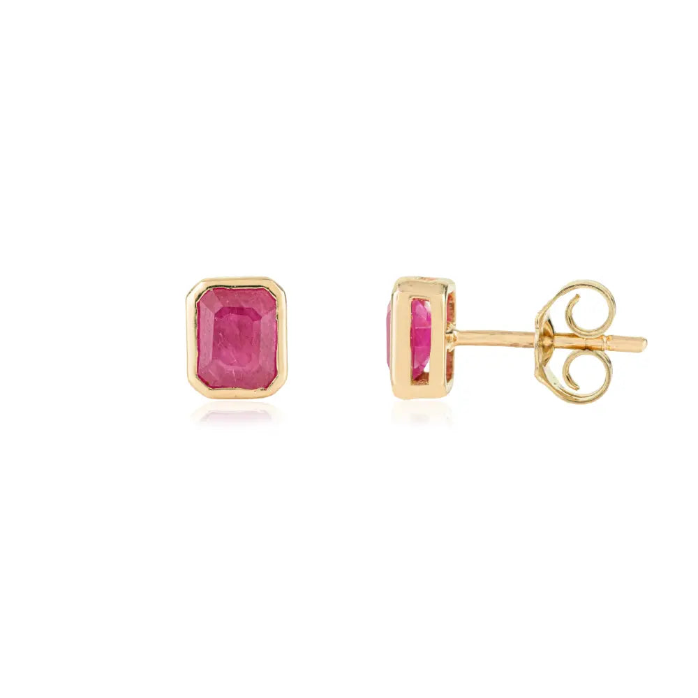 Latest New Arrivals K14 Yellow Gold Ruby Single Stone Stud Earrings Gift For Her Jewelry