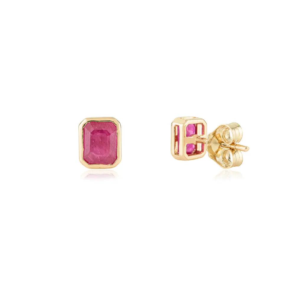 Latest New Arrivals K14 Yellow Gold Ruby Single Stone Stud Earrings Gift For Her Jewelry
