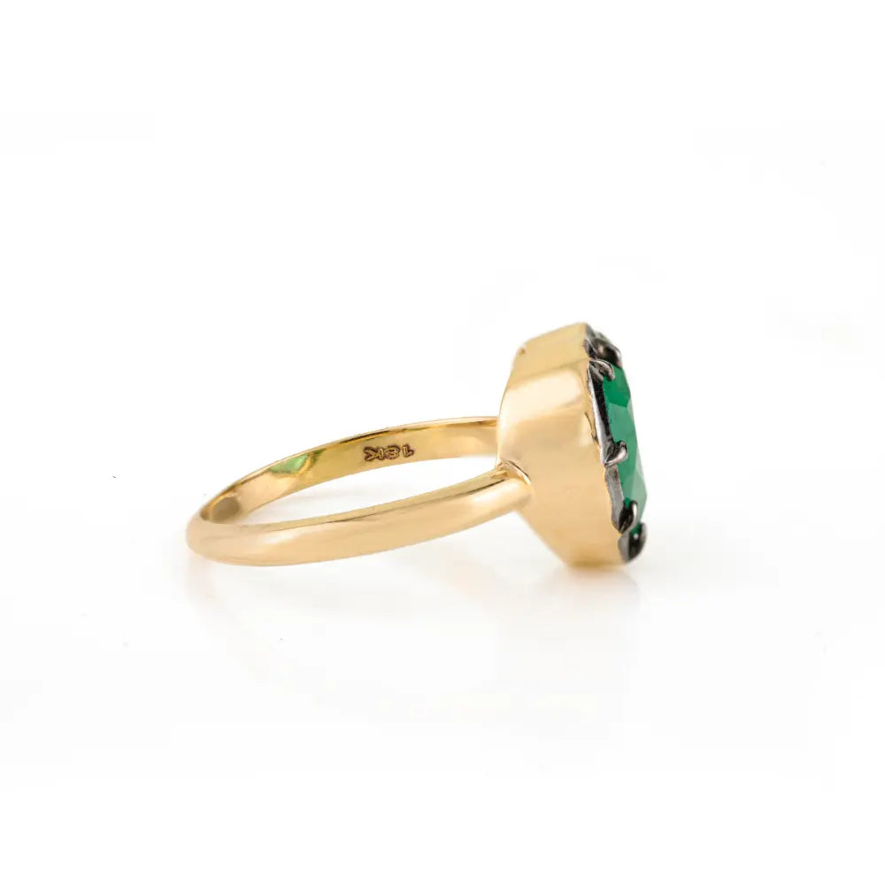 2.37 Ct. Emerald Black Rhodium Plated Heart Shape Ring Proposal Jewelry 18K Solid Yellow Gold