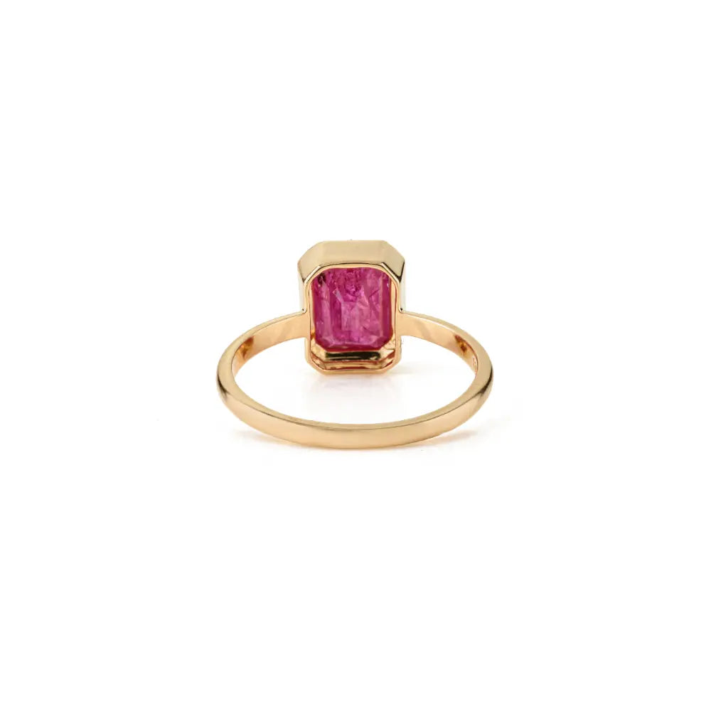 Black Rhodium Plated Ruby Statement Solitaire Ring 18K Real Yellow Gold Gemstone Jewelry