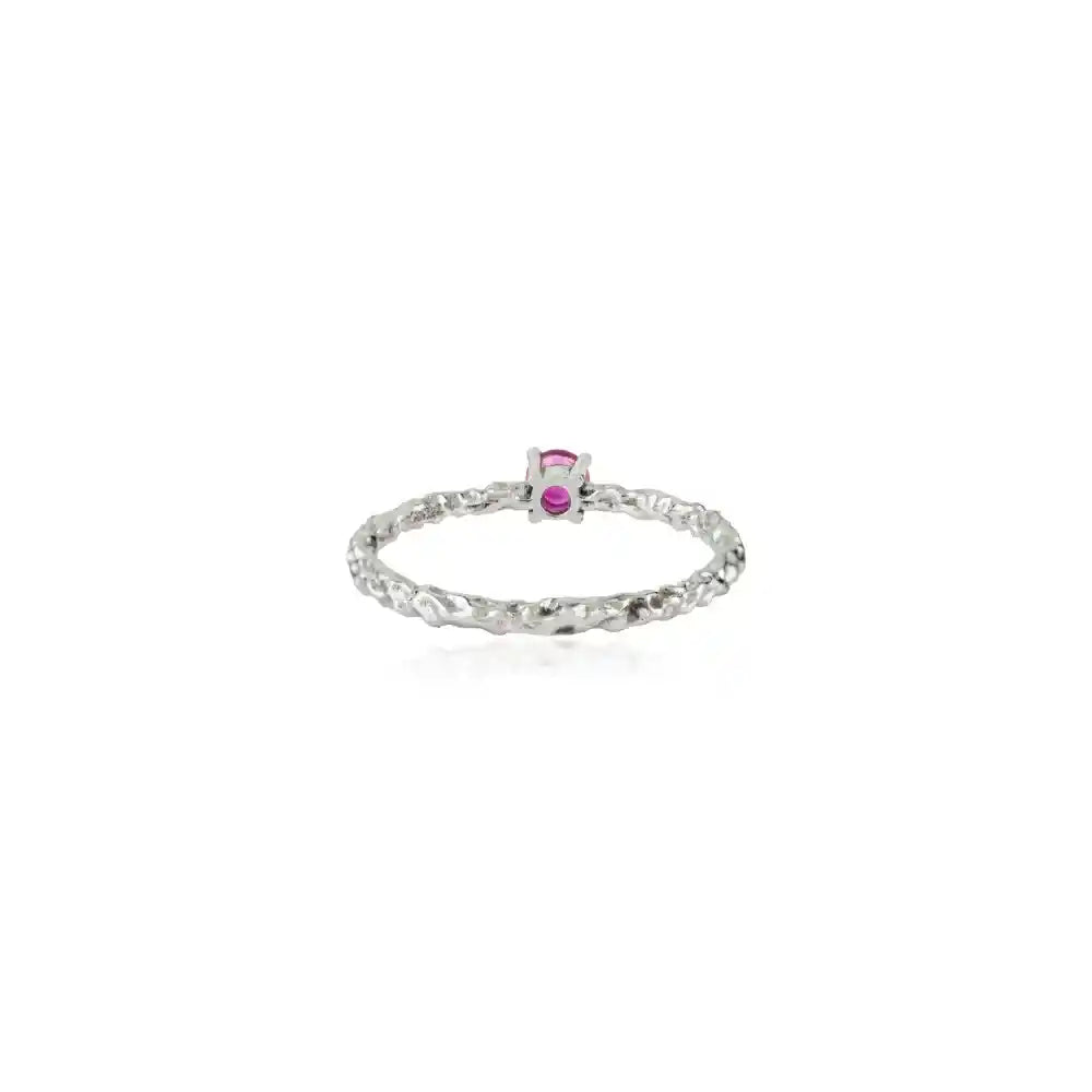 Prong Set Ruby Single Stone Gemstone Ring 14K Real White Gold Trending Stacking Jewelry