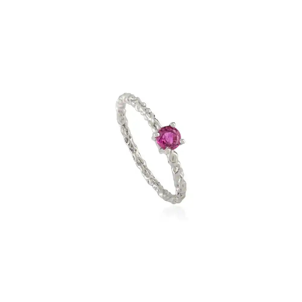 Prong Set Ruby Single Stone Gemstone Ring 14K Real White Gold Trending Stacking Jewelry